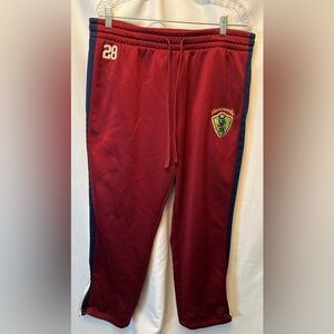 Vintage Abercrombie & Fitch 38x30 Sweatpants Zip Ankle Maroon Navy Stripe